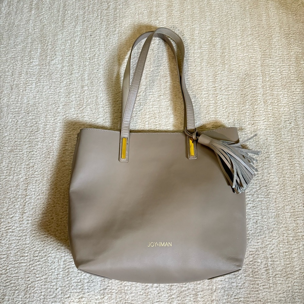 tan joy & iman tote bag